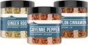 Éléments terriens Cayenne Pepper, Ceylan Cinnamon & Ginger Root Bundle (200 capsules chacune), Pure et non dilué, Pas d'additifs