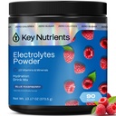NUTRIENTS CLÉS Électrolytes Multivitamine Poudre Pas de sucre - Poudre d'électrolyte de framboise bleue douce - Supplément Endurance et énergie - Poudre d'hydratation - Pas de calories - 90 portions - Fabriqué aux États-Unis