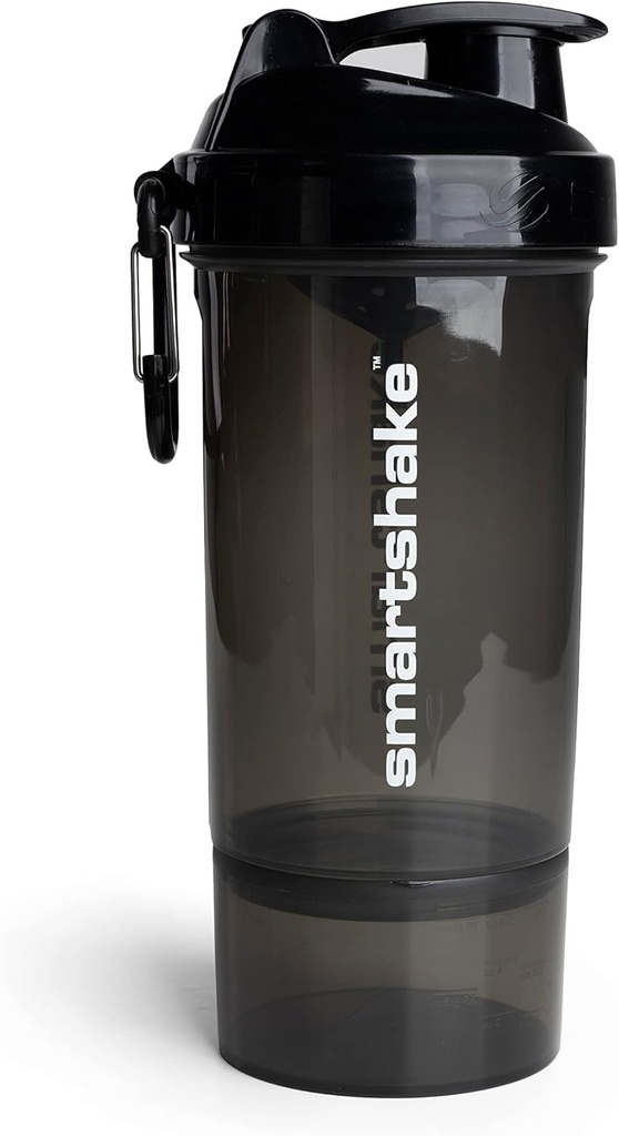Smartshake O2GO ONE plastique Protein Shaker Bouteille 800 ml 27 oz - Vis antidérapants - BPA Free – Unisexe - Noir