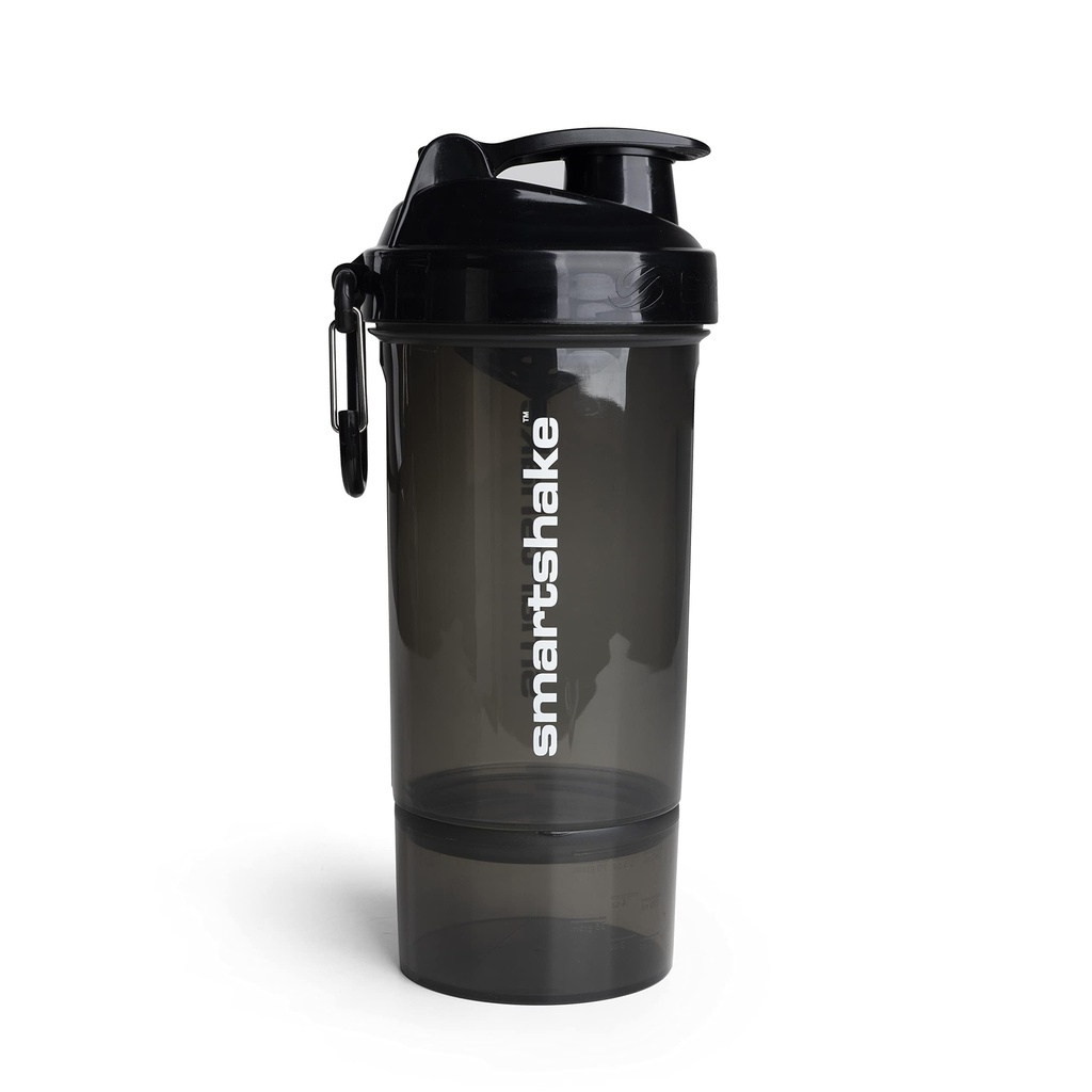 Smartshake O2GO ONE plastique Protein Shaker Bouteille 800 ml 27 oz - Vis antidérapants - BPA Free – Unisexe - Noir