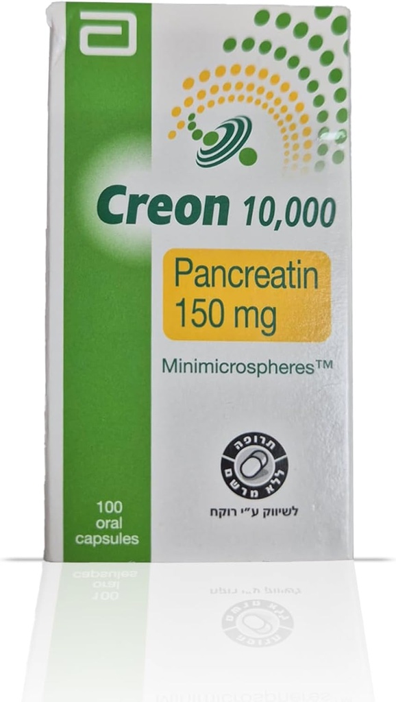 Creon 10 000 Supplément enzymatique pour l'insuffisance pancréatique - Soutient la digestion avec lipase, protéase, Amylase - 100 Capsules
