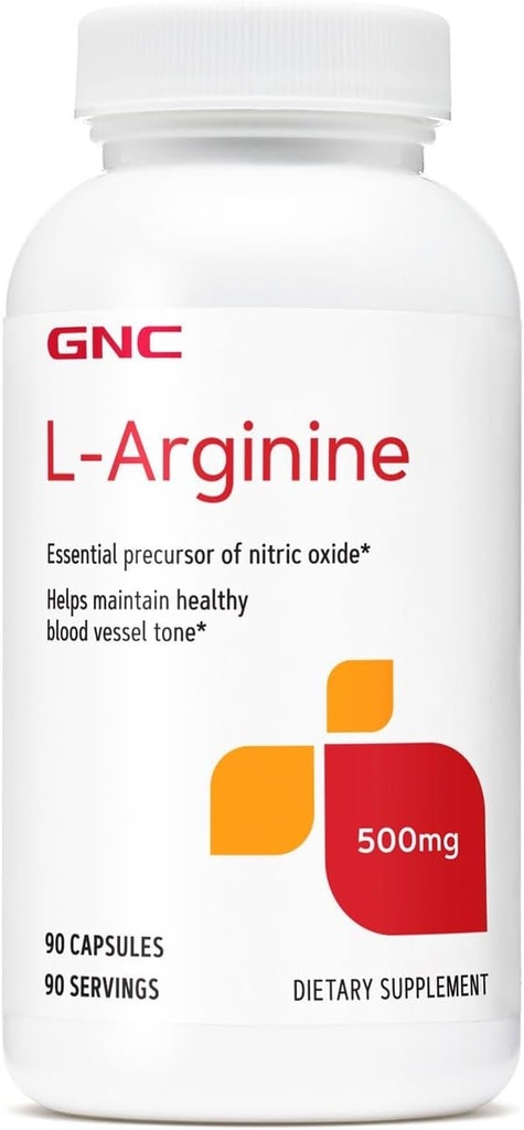 GNC L Arginine 500mg Supplément, soutient la santé des vaisseaux sanguins, 90 portions