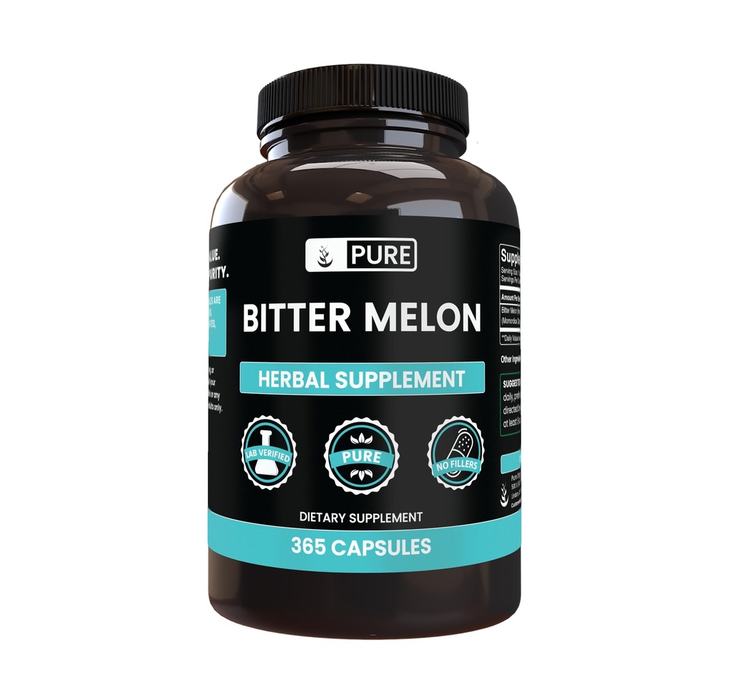 Ingrédients originaux purs Melon amer (365 Capsules) Pas de Magnésium ou de Rice Fillers, Toujours Pure, Verified Lab