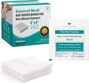 General Medi Sterile Gauze Eponges, 4" x 4" Plaquettes pour blessures non tissées - Éponges individuellement enrobées de façon très absorbante pour les blessures mineures, les coupures et les brûlures soins des blessures (60 paquets, 120 pièces Total)