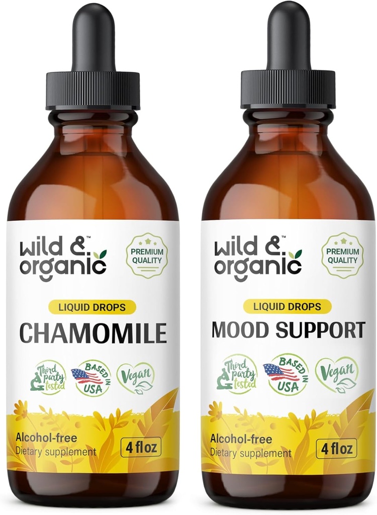 Teinture de camomille sauvage et biologique 4 fl oz & mood Support Teinture 4 fl oz
