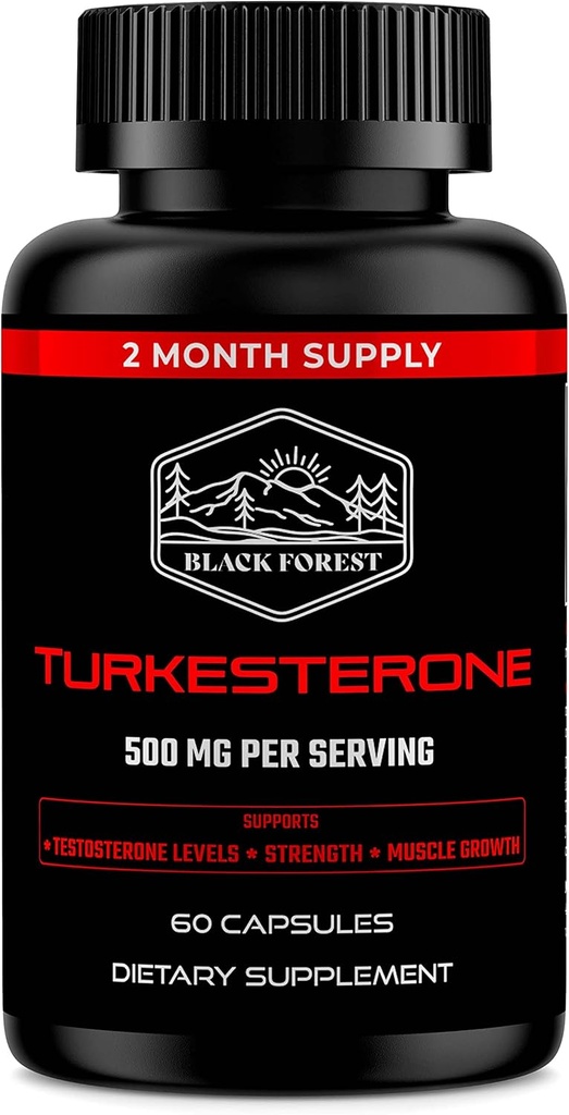 Supplément de Turkestérone de la Forêt Noire 500mg Capsule (extrait de 95% de pureté maximale) 2 mois Approvisionnement (500mg Turkestérone de 526mg d'Ajuga Turkestanica) Similaire à Ecdysterone pour la force et la croissance musculaire
