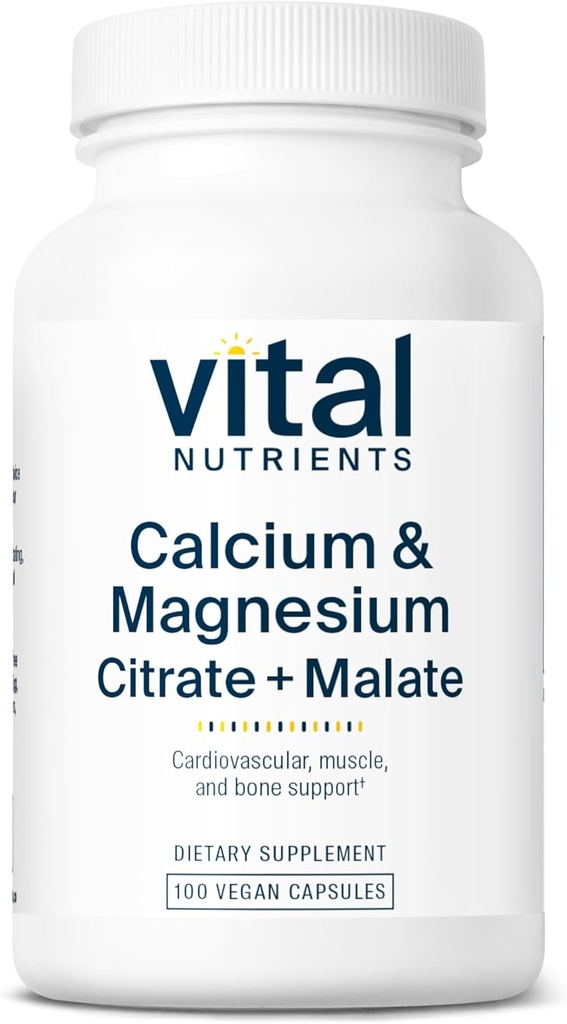 Nutriments vitaux Calcium et Magnésium: Complexe Citrate et Malate: Supplément végétal: Soutien à la force osseuse, à la santé musculaire et cardiovasculaire.
