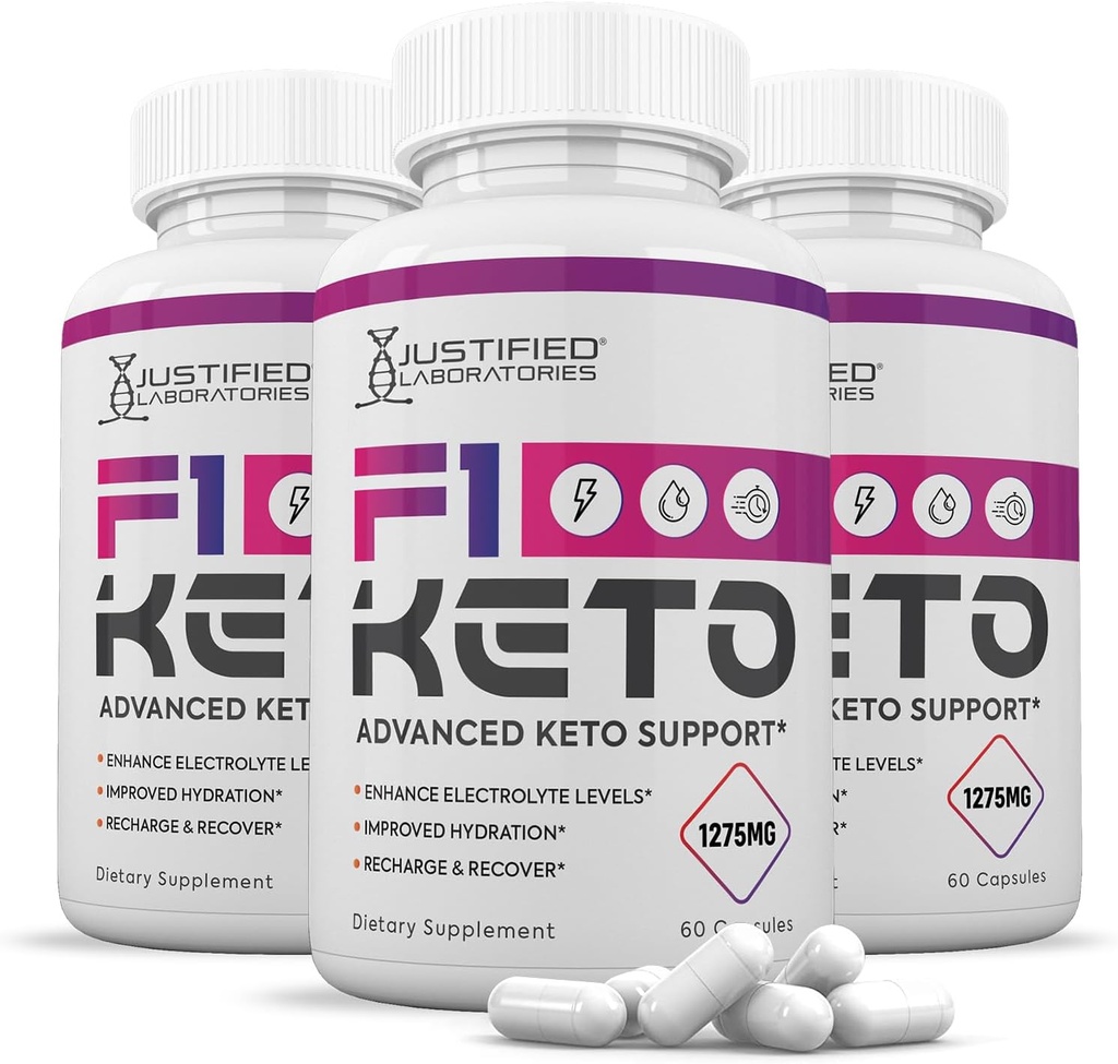 (3 Pack) F1 Keto Pills 1275MG nouvelle et améliorée formule contient vinaigre de cidre de pomme extra huile d'olive vierge poudre de thé vert feuille 180 Capsules