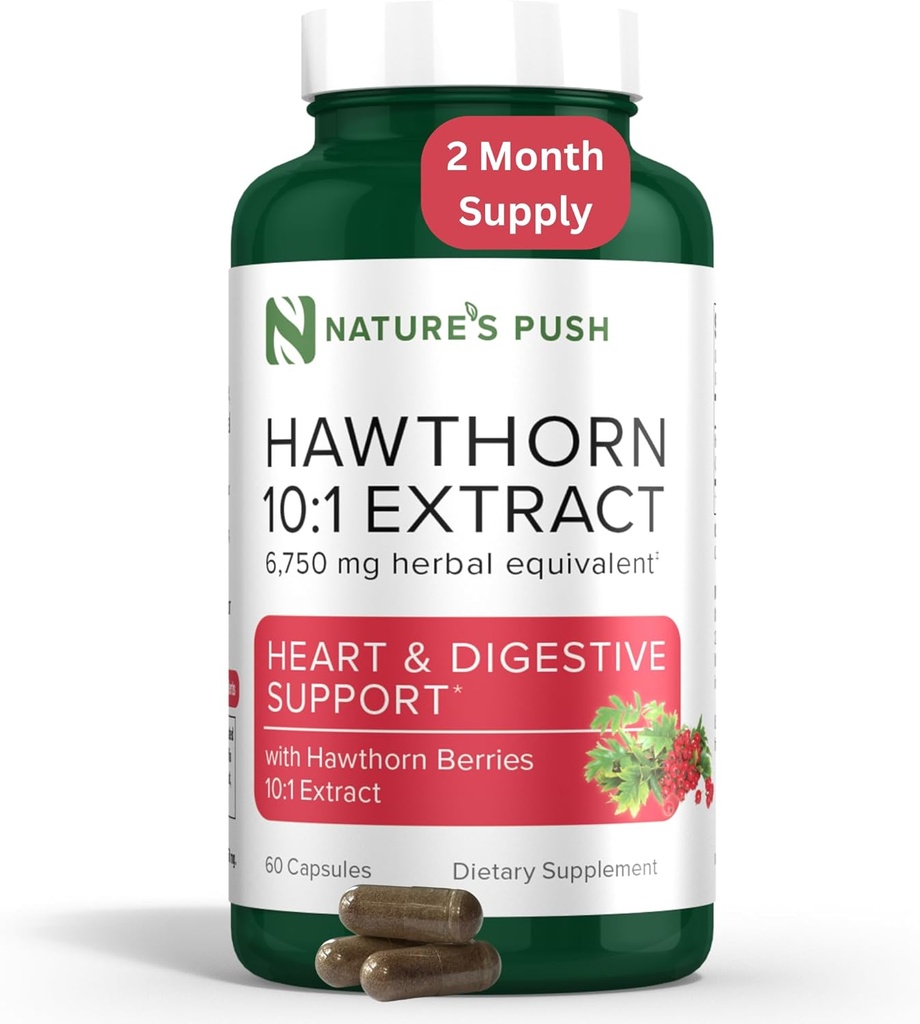 Super Potent Hawthorn Berry 10:1 Extrait Capsules pour Digestion Heart Health et le soutien glycémique - Extra Strength Hawthorn Berry Capsules - Sans gluten sans gluten GMP USA 2 mois d'approvisionnement