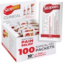 Stopain Pain Relief Clinical Gel Packets, 100 Pack, Fabriqué aux États-Unis, Soulagement maximal de la douleur avec 10% de menthol Plus Glucosamine pour les douleurs musculaires, la douleur articulaire et l'arthrite