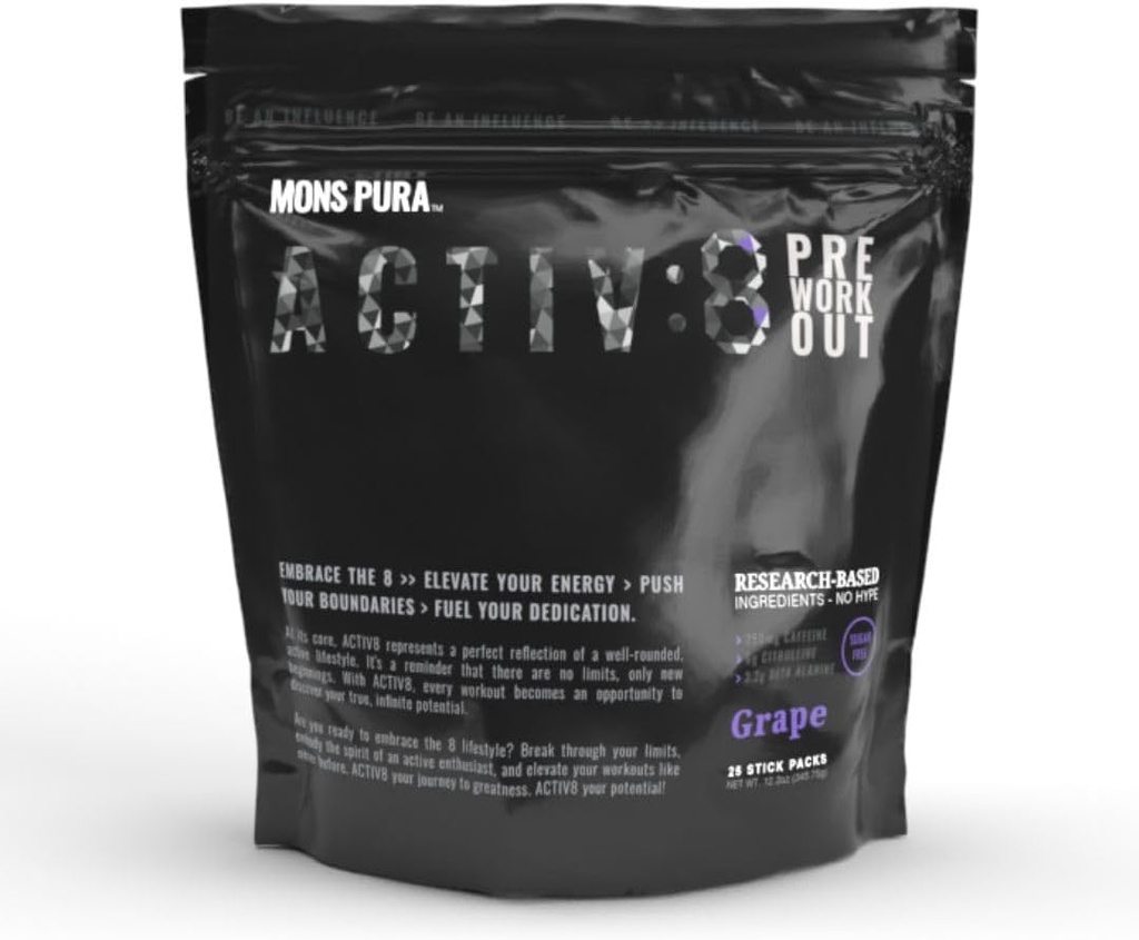Activ8 Pré-entraînement du raisin 25 portions Power-Packed 250mg caféine