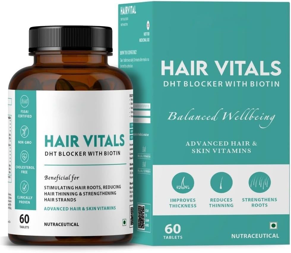 Générique Vitals Cheveux Blocker DHT avec Comprimés Biotin- Compléments capillaires avec Beta-Sitostérol
