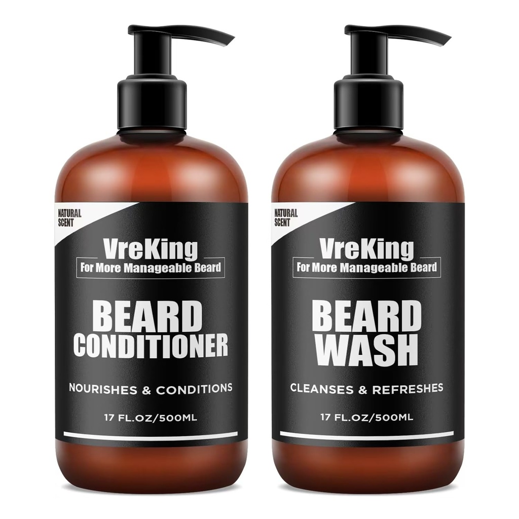Ensemble de lavabo et de revitalisant pour hommes pour hommes, visage et barbe Shampooing et revitalisant pour hommes avec/Biotin Facial Coiffure Formula Dandruff, Cadeaux pour hommes, 500ml*2