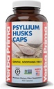 Yerba Prima Psyllium Husks Caps, 625 mg, 400 Capsules - Fibre naturelle pour hommes et femmes - Supplément de soutien à la régularité