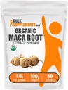BulkSupplements.com Poudre d'extrait de racine de maca biologique - Poudre de maca biologique, supplément nutritionnel - Vegan & Gluten Free, 1,8g de par portion, 100g (3.5 oz) (paquet de 1)