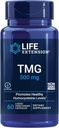 Extension de vie TMG, triméthylglycine, favorise des niveaux d'homocystéine sains, non-OGM, sans gluten, végétarien, 60 capsules