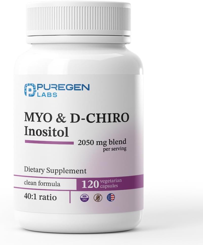 Supplément Inositol de Puregen Labs Myo Inositol & D-Chiro Inositol 2050mg - 120 Caps de Veggie