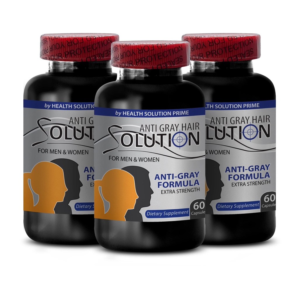 Vitamine b6 acide pantothénique - Solution de cheveux anti-gris - Renversement des cheveux gris pour les hommes et les femmes, Supplément de cheveux pour les femmes, Couleur naturelle des cheveux, Supplément de biotine pour les cheveux, Saw Pametto, 3 Bot 180 Caps