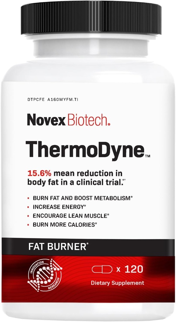 Novex Biotech ThermoDyne - Thermogénique Fat Burner – Suppresseur de l'appétit – Boost du métabolisme – Calories de combustion – Booster d'énergie – Pills de combustion des graisses – Promouvoir le tonus musculaire maigre - 30 jours d'approvisionnement