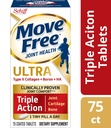 Déplacer sans colagène de type II, bore et ha Comprimés ultra triple action, Déplacer sans (75 Nombre dans une bouteille) 1 ea (paquet de 3)