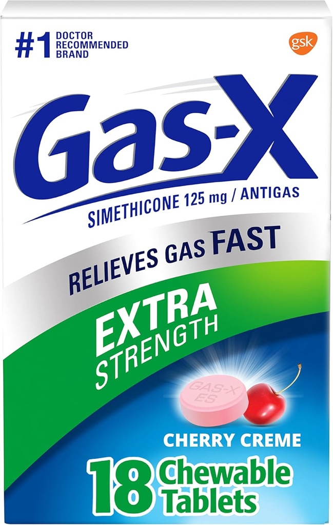 Comprimés laxatifs de soulagement de la nuit Dulcolax, Bisacodyl 5 mg, 50 Comprimés de décompression et gaz-X d'une force supplémentaire Comprimés de décompression de gaz à mâcher, Siméthicone 125 mg, Saveur de cerise - 18 Comprimés de décompression