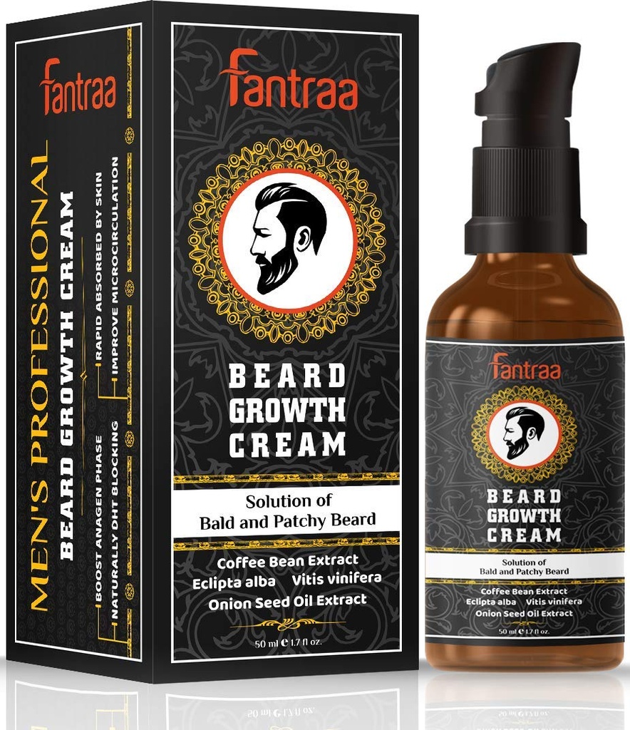Crème de croissance de la barbe - 50 ml - Plus de croissance de la barbe avec le café haricot et extrait d'oignon- 100% naturel