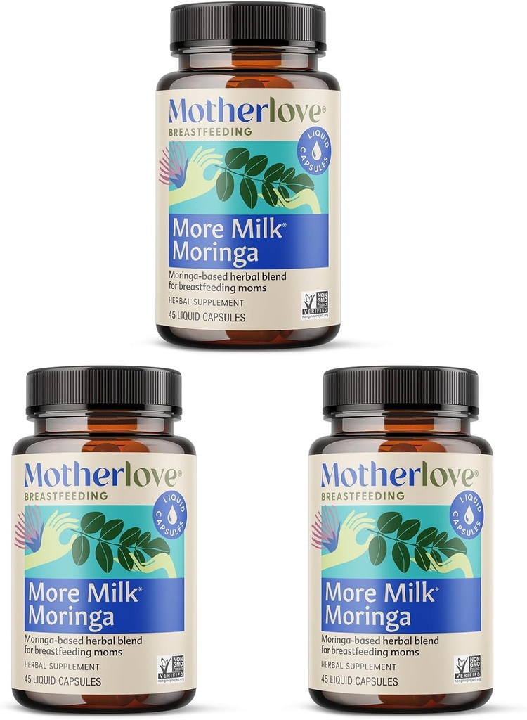 Motherlove Plus de Moringa Lait (135 capsules liquides) Supplément d'allaitement à base de Moringa pour soutenir l'approvisionnement en lait maternel — Non-OGM, Herbes organiques, Vegan, Kosher