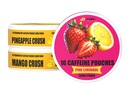 LyvWel 56mg Pouches d'énergie caféine – Cimonade rose, Crush aux ananas, Crush à la mangue – Énergie propre fruitée et focus boost avec Guarana – échantillonneur à 3 paquets (48 Pouches totales)