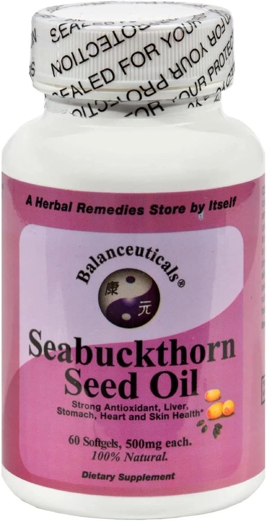 Huile de graines d'épine de Seabuckthorn, 500 mg supplément diététique Softgels, bouteille 60-Count