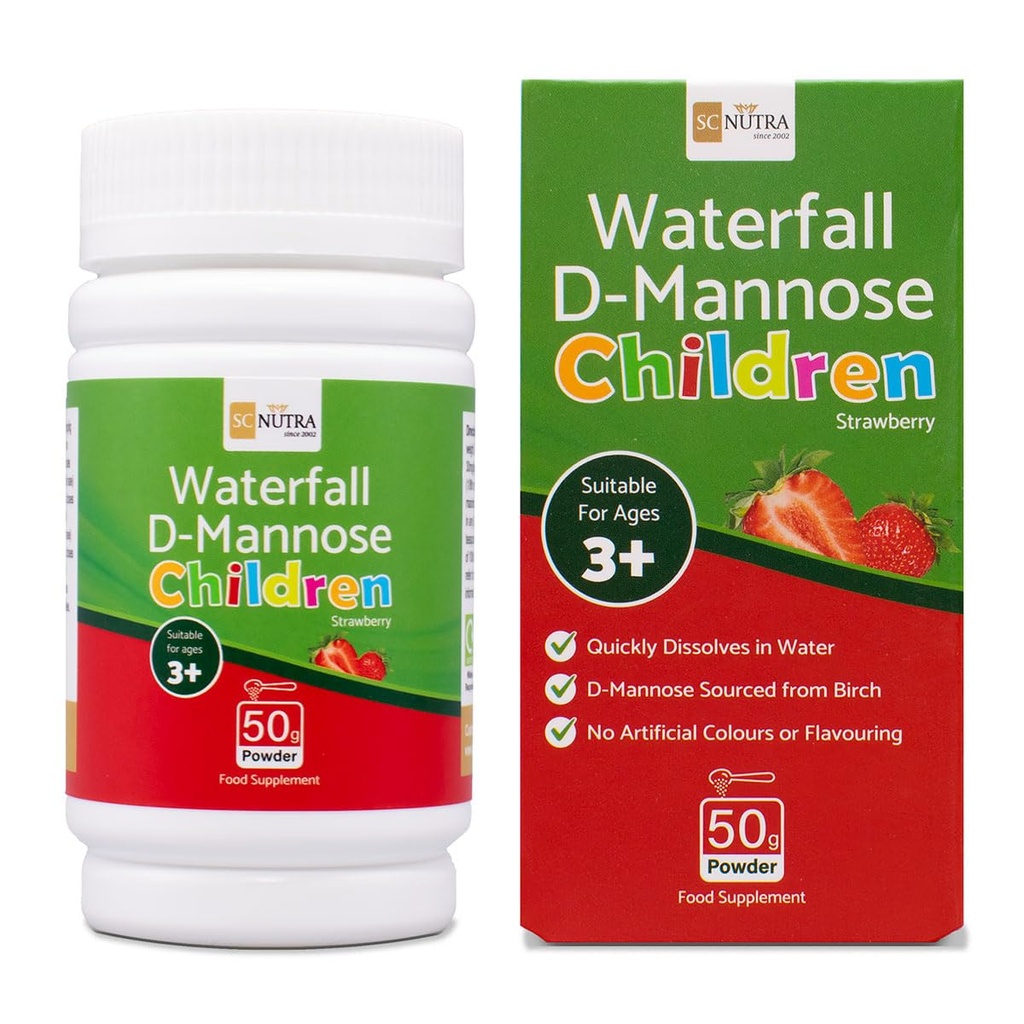 sc nutra Waterfall D-Mannose Children Strawberry - Kids D-Mannose Naturally sourced from Birch (Sweet Cures)