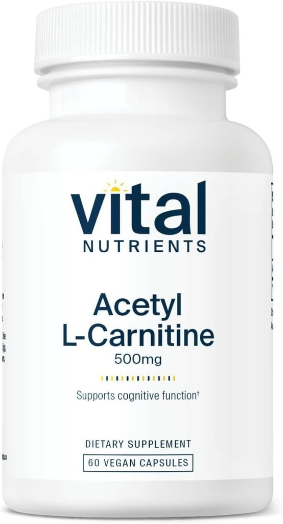 Nutriments vitaux Acétyl L-Carnitine 500mg.com Cerveau, mémoire et supplément de soutien cognitif.