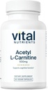 Nutriments vitaux Acétyl L-Carnitine 500mg.com Cerveau, mémoire et supplément de soutien cognitif.