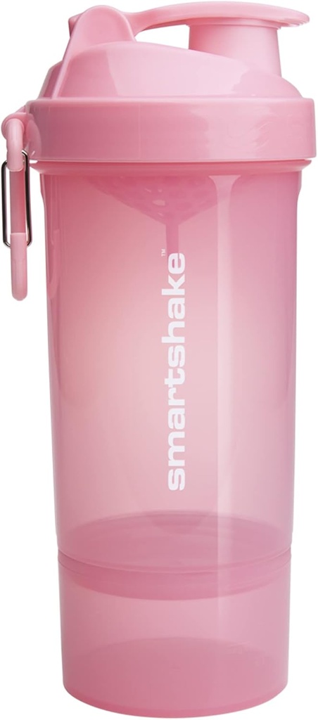 Smartshake O2GO ONE Plastic Protein Shaker Bottle 800 ml | 27 oz - Leakproof Screw-on Lid - BPA Free – Unisex - Light Pink