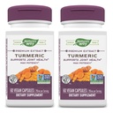 Nature's Way Turmeric Max Potency Premium Extract - Supplément curcuma pour le soutien mixte* - avec extrait curcuma - pour hommes et femmes - Sans gluten - 60 Capsules Vegan (Pack de 2)