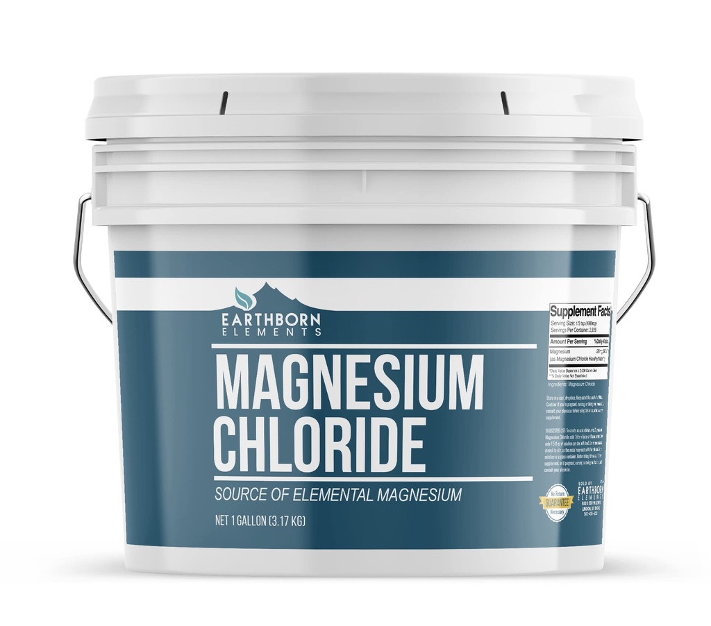 Éléments terriens Chlorure de magnésium (1 Gallon), supplément alimentaire, grande source de magnésium élémentaire