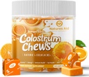 Colostrum Chews Supplément avec des probiotiques pour la santé de Gut, Bloating, Immune Support, la peau, la croissance des cheveux et la beauté - Orange Flavor (60 portions)