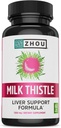 Thistle de lait de Zhou - supplément de santé du foie, extrait de chardon de lait silymarin et poudre pour les hommes et les femmes, nettoyage des plantes, santé métabolique - 60 capsules végétariennes
