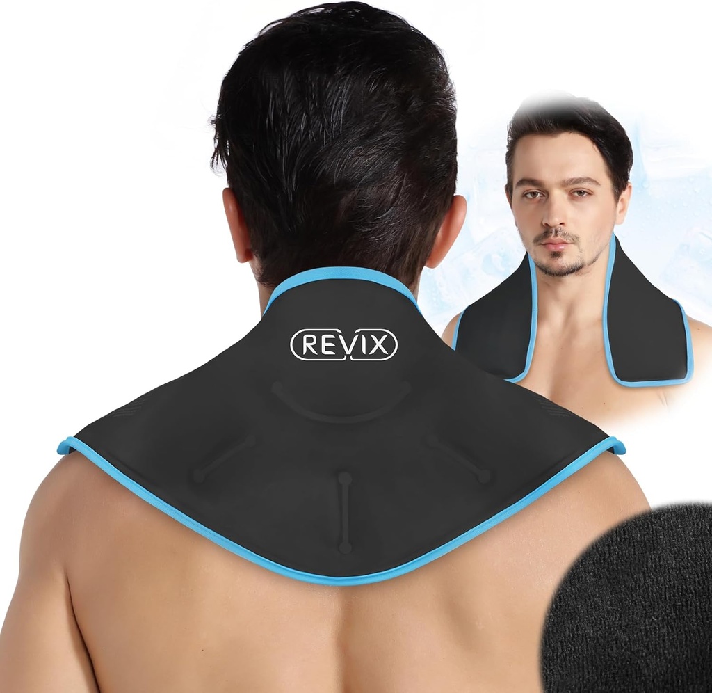 RETIX Neck Ice Wrap Ice Pack pour le cou et les épaules, thérapie pour la promotion de la flexibilité et de la mobilité, packs gel froid chaud réutilisable pour post-entraînement, noir