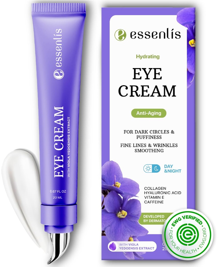 Crème pour les yeux de caféine pour les cernes foncés et les puffines, les sacs sous les yeux, la journée anti-vieillissement collagène et le correcteur de nuit pour les femmes et les hommes