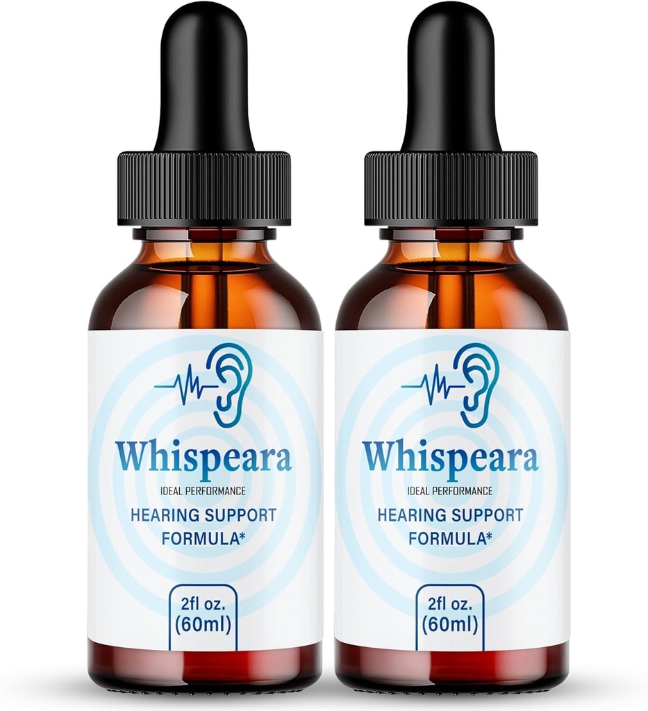 Whispeara Acouphène Relief pour les oreilles qui sonnent gouttes, anneau clair acouphène gouttes liquides, résistance maximale, supplément de formule auditive avancée, acouphène d'oreille, Whispeara Avis (2 Pack)
