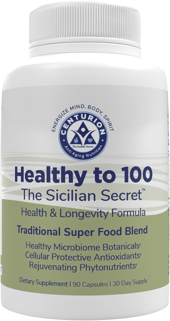 Healthy to 100, Sicilian Secret Mediterranean Diet, Superfood, soutient un mode de vie sain, (avec resvératrol, romarin, extrait de graines de raisin, extrait de Bergamot)