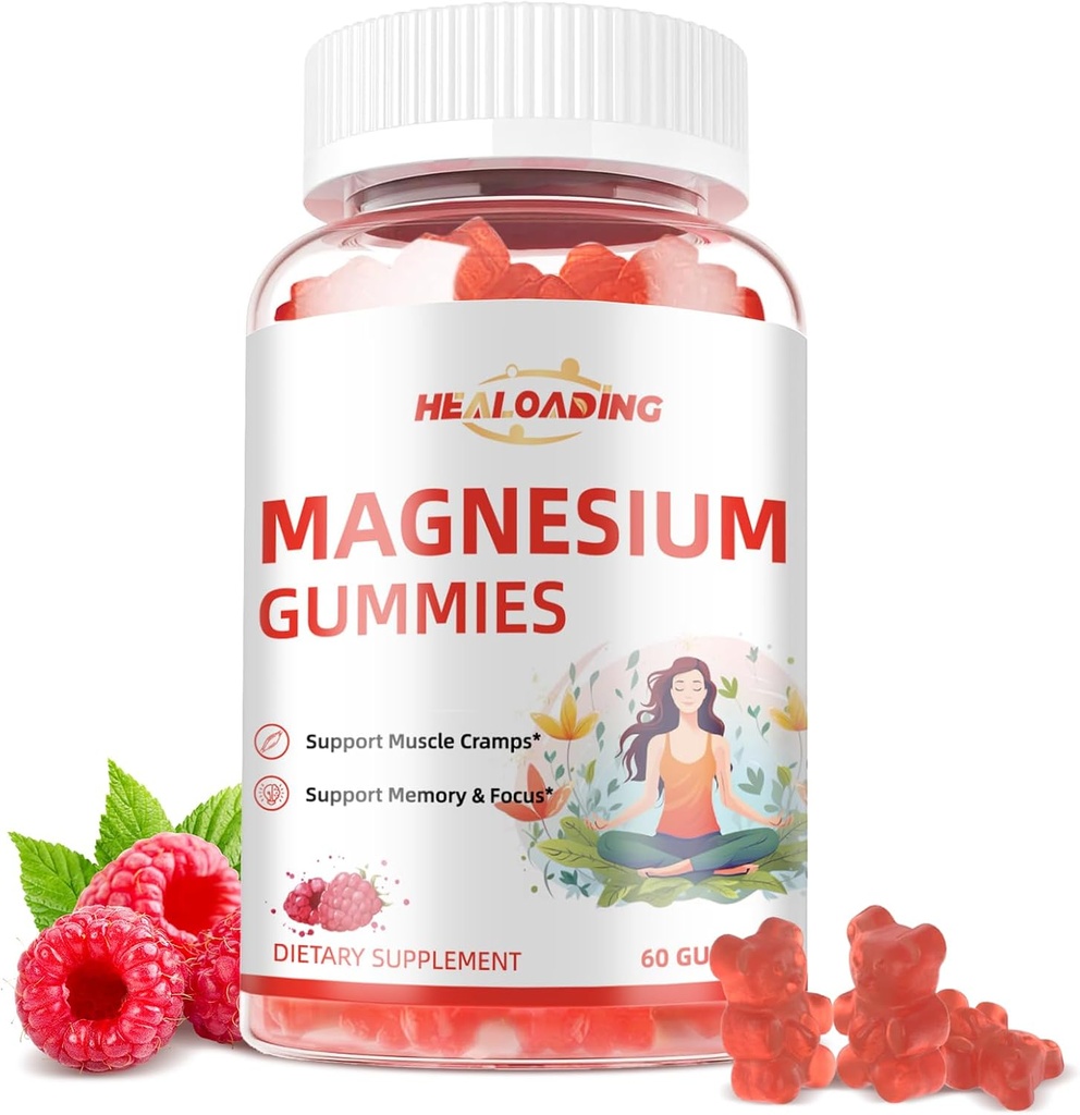 Magnésium Gommies pour les hommes Femmes Naturel Magnésium Citrate Supplément Gummy Sugar Free soutient la relaxation musculaire, le métabolisme de l'énergie