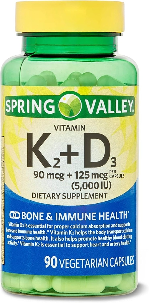 absets Vitamine K2 (90mcg) + D3 (125mcg) 90 Compte Capsule végétarienne