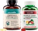NatureWise Omega-3 Huile de poisson 1000mg avec E 180-Count+ Gommies de vinaigre de pomme 500mg avec B12, 60-Count (Vegan Gummy) - Ensemble pour le coeur, l'oeil, la santé digestive - Sans gluten, sans soja, non-OGM