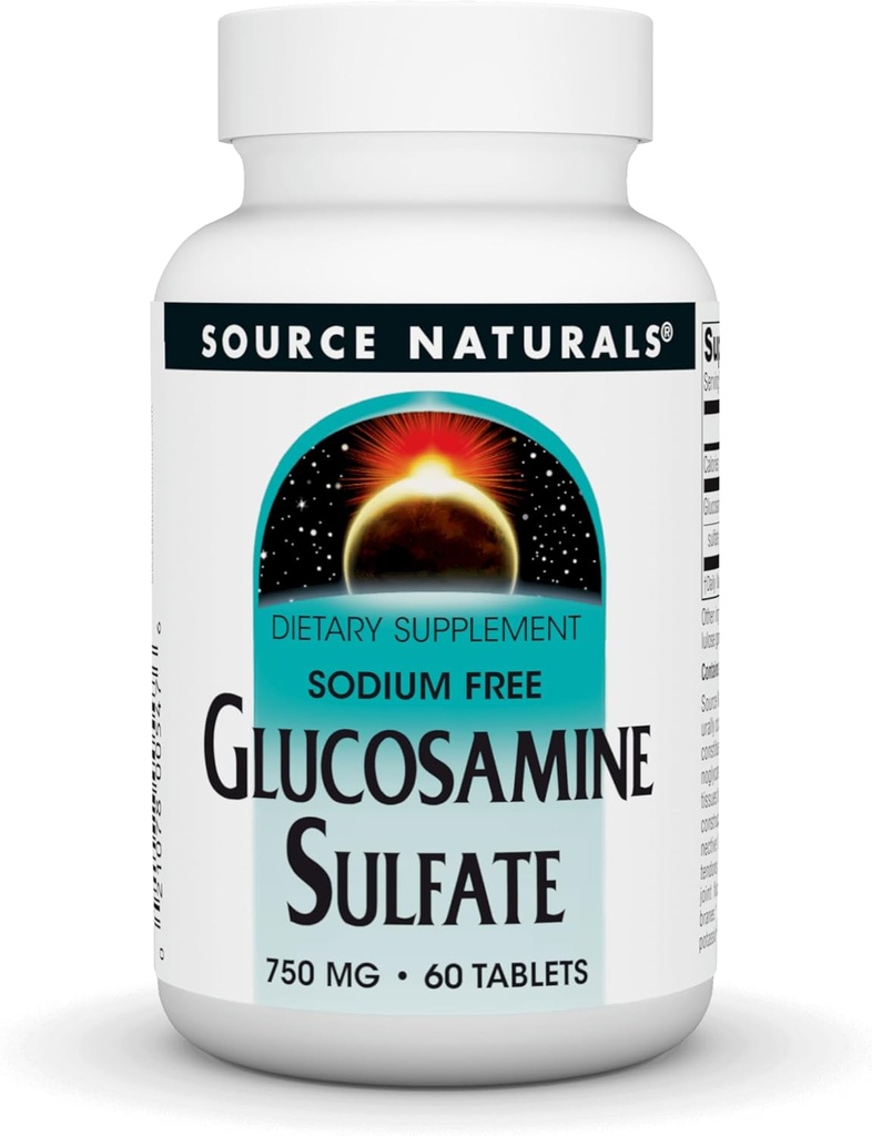 Source Naturals Glucosamine Sulfate, Sodium-Free 750 mg for Joint Support - 60 Tablets