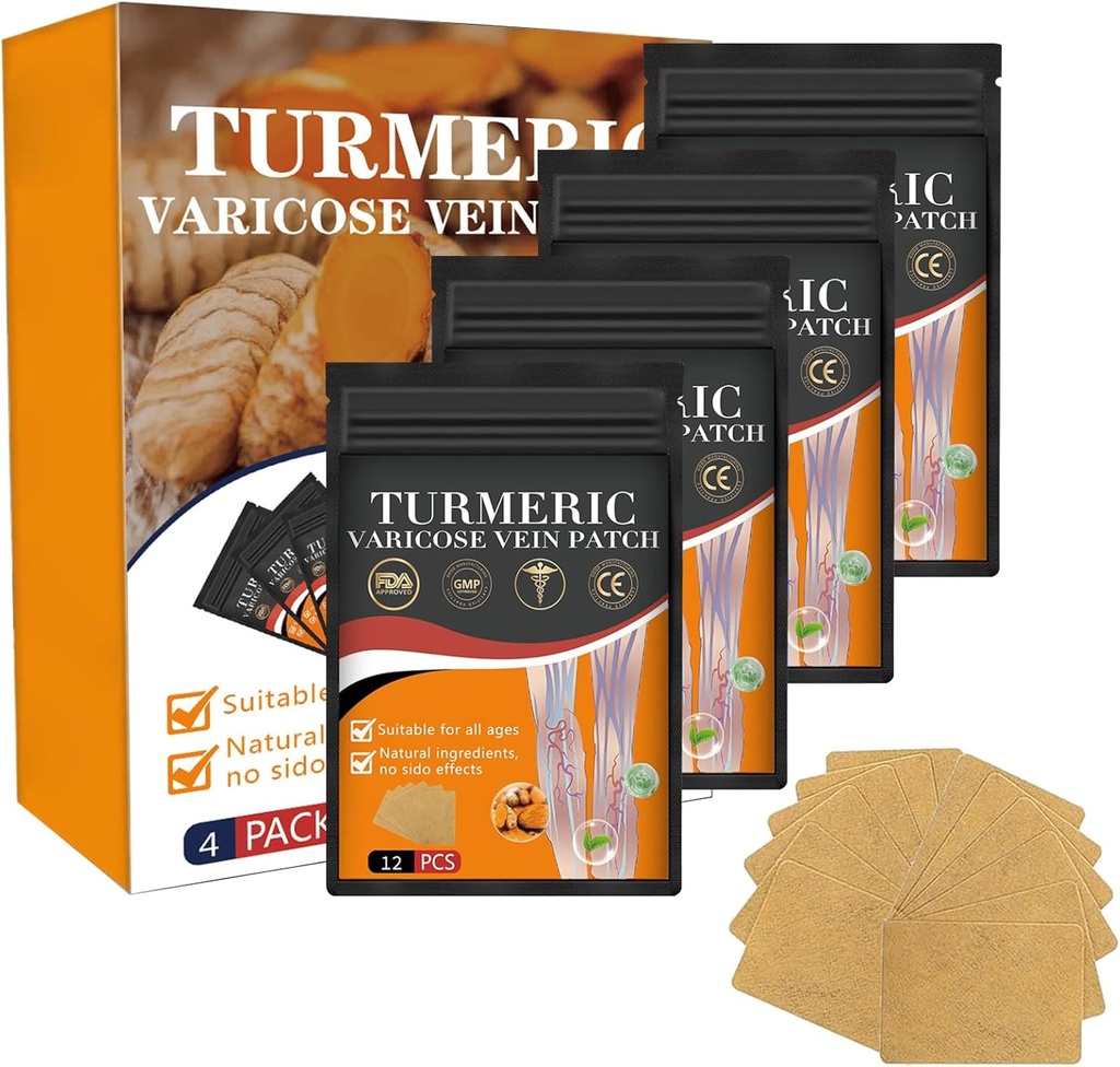 Traitement des veines de varices curcuma pour les jambes, soulage naturellement les veines de varices dans les jambes et les araignées (1 boîte 48 PCS)