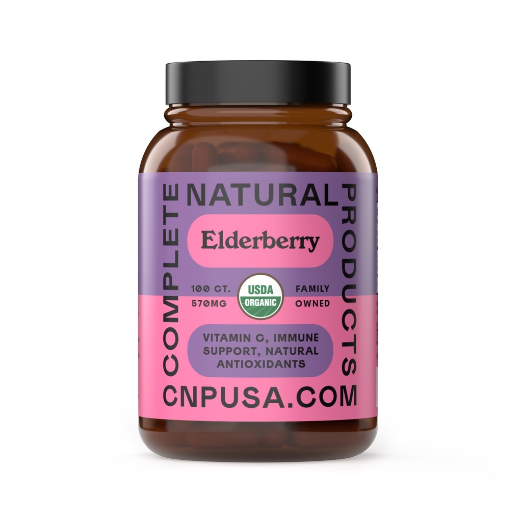 Produits naturels complets Capsules Elderberry 570mg, 100 Ct.