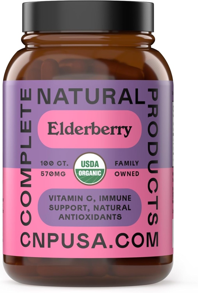 Produits naturels complets Capsules Elderberry 570mg, 100 Ct.