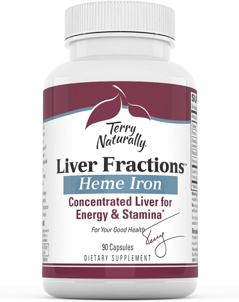Terry naturellement Fractions hépatiques - Endurance et soutien énergétique avec le fer doux - Supplément alimentaire soutient la formation saine de globules rouges - Supplément en fer pour la santé du foie - 90 capsules