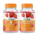 Complexe B à vie + Collagène et vitamine C, Gommies - Grande dégustation, supplément de vitamine, sans gluten, sans OGM, gommy à croquer